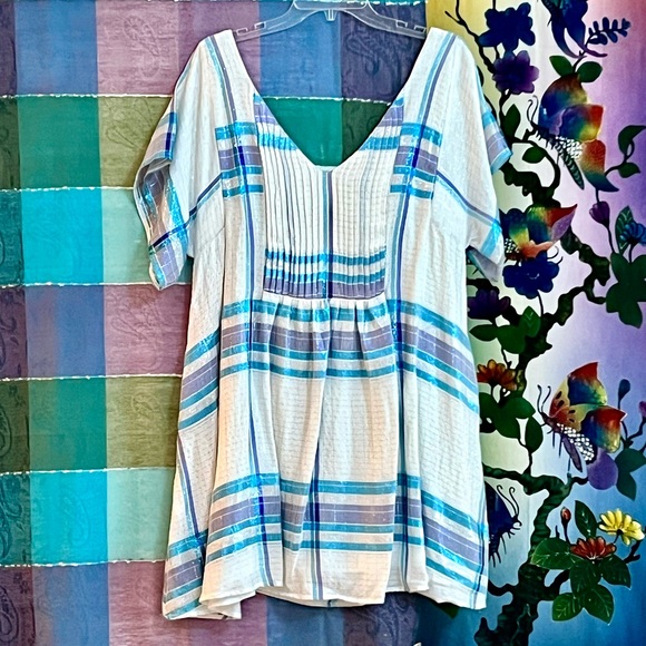 🌺🎉HP🎉🌺 NWT Free People Barcelona Shimmer Plaid Mini Dress - Picture 12 of 16